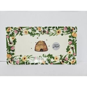 Matceramica Beehive serving plate Honey Bees & Flowers Ceramic rectangle New